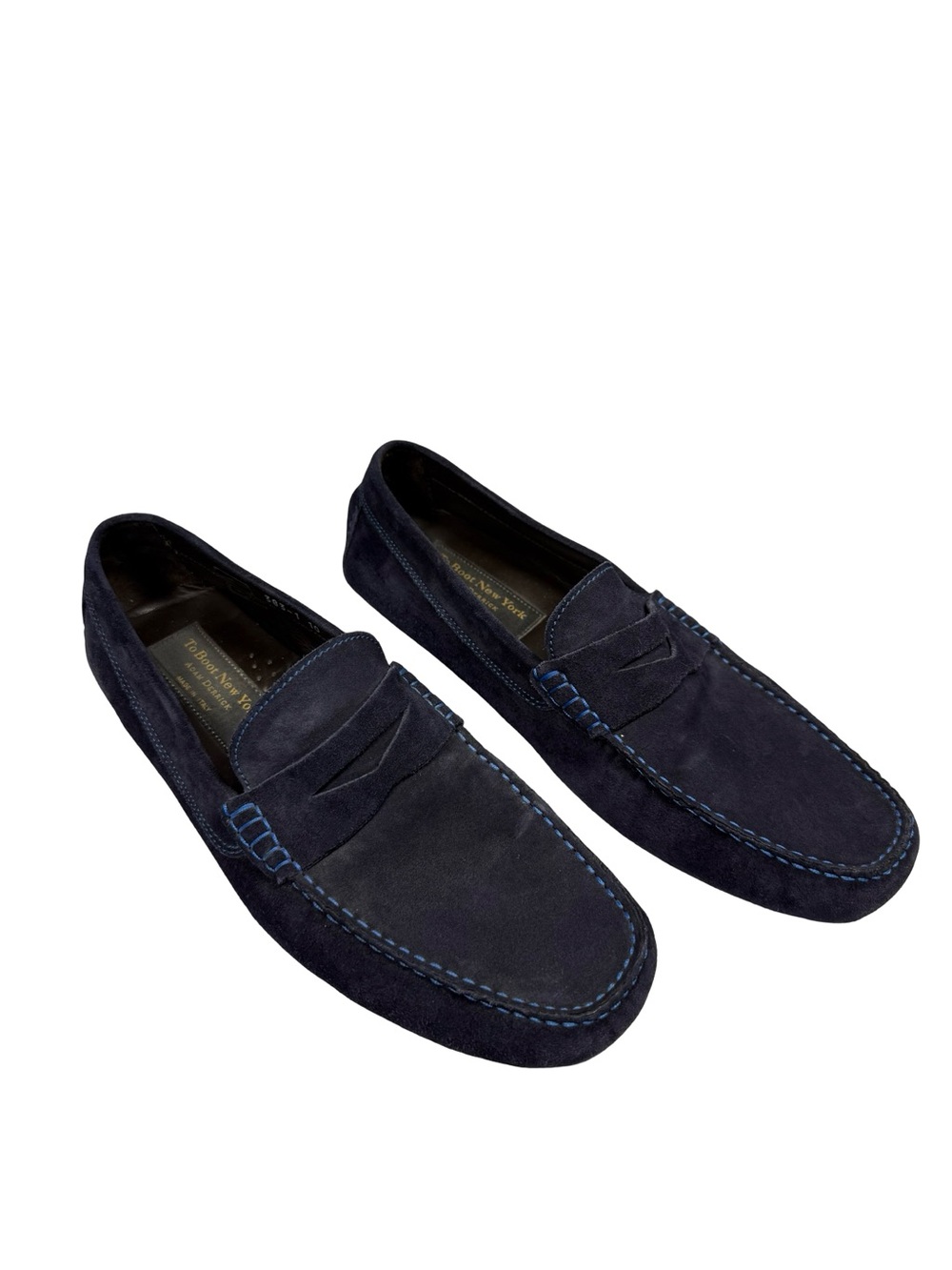 To Boot New York Mitchum Driving Loafers Men Sz 10 Navy Suede Italy Quiet Luxury